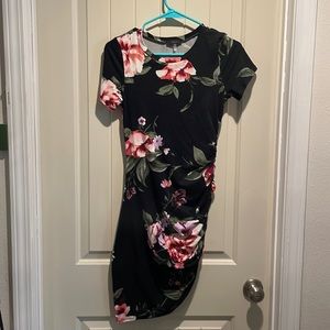 Navy blue dress with floral pattern in size Small